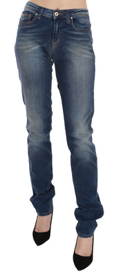 Fiorucci Blue Washed Mid Waist Slim Fit Denim Jeans -   -  Fiorucci.